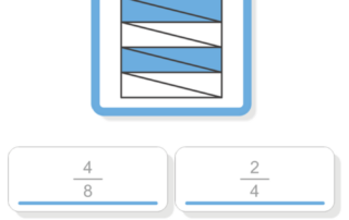 Zlomek jako část z celku | Přiřazovací karty | Ukázka řešení úkolu (líc karty – rozšířené tvary zlomku)