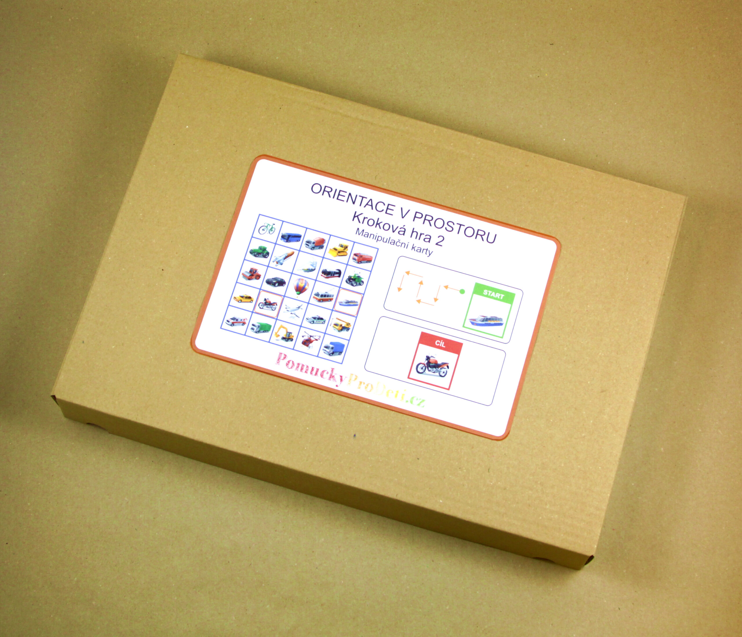 Orientace v prostoru – Kroková hra 2 | dva herní plány + 70 karet se zadáním + 16 orientačních značek